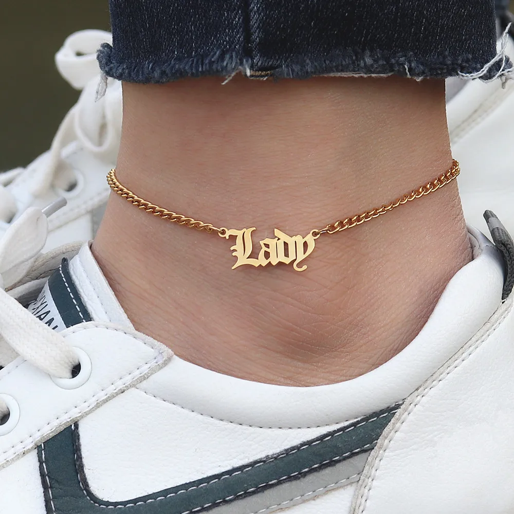 Personalized Name Anklets Gold Silver Leg Chain Foot Jewelry Beach Gift Women Custom Nameplate Ankle Bracelet Stainless Steel