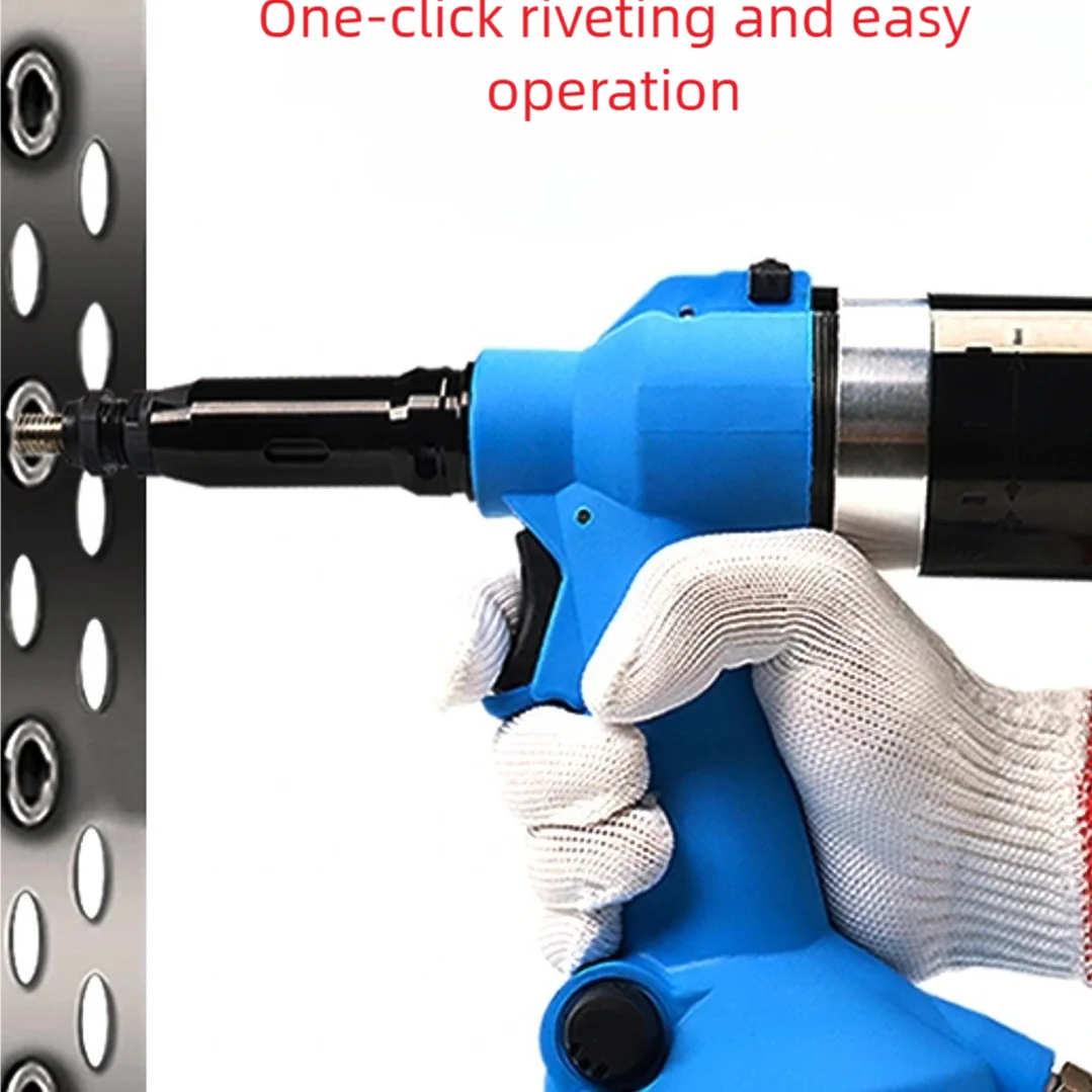Kit pistola per dadi per rivetti pneumatici blu Corsa regolabile industriale Strumento per rivettatura automatica idraulica pneumatica M3-M12 Rivnut Rivettatura
