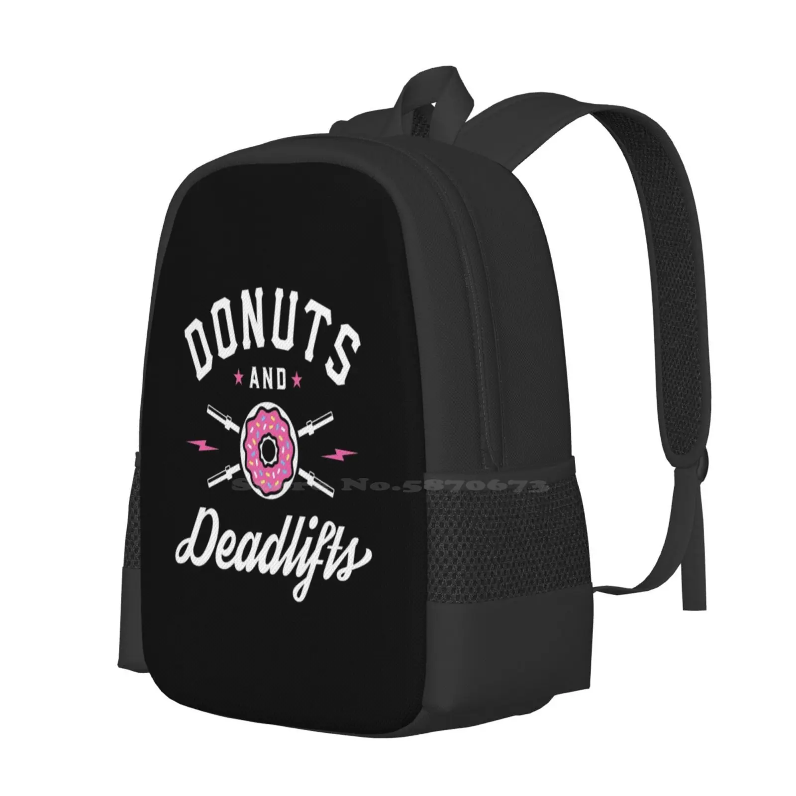 Donuts And Deadlifts Large Capacity School Backpack Laptop Bags Deadlifts And Donuts Donuts And Deadlifts Typography Deadlifts