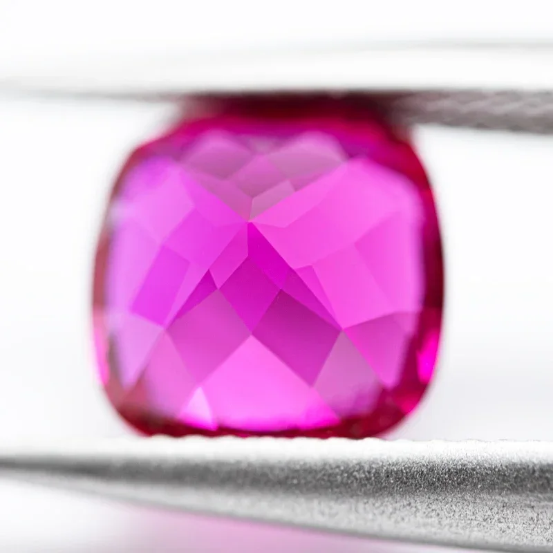 Lab Grown Ruby Square Cushion Shape Rubeliite Colour VVS1 Charms Beads Diy Jewel Making Materials Selectable AGL Certificate