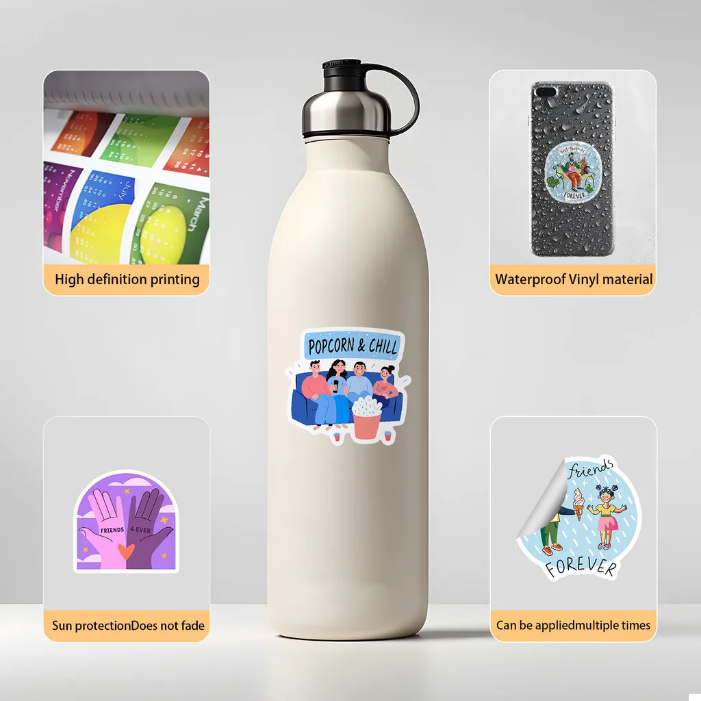 50PCS Nordic Friendship Day Series Graffiti Stickers - Waterproof Decor for Water Cup, Phone, Computer AnimeWorlds Store