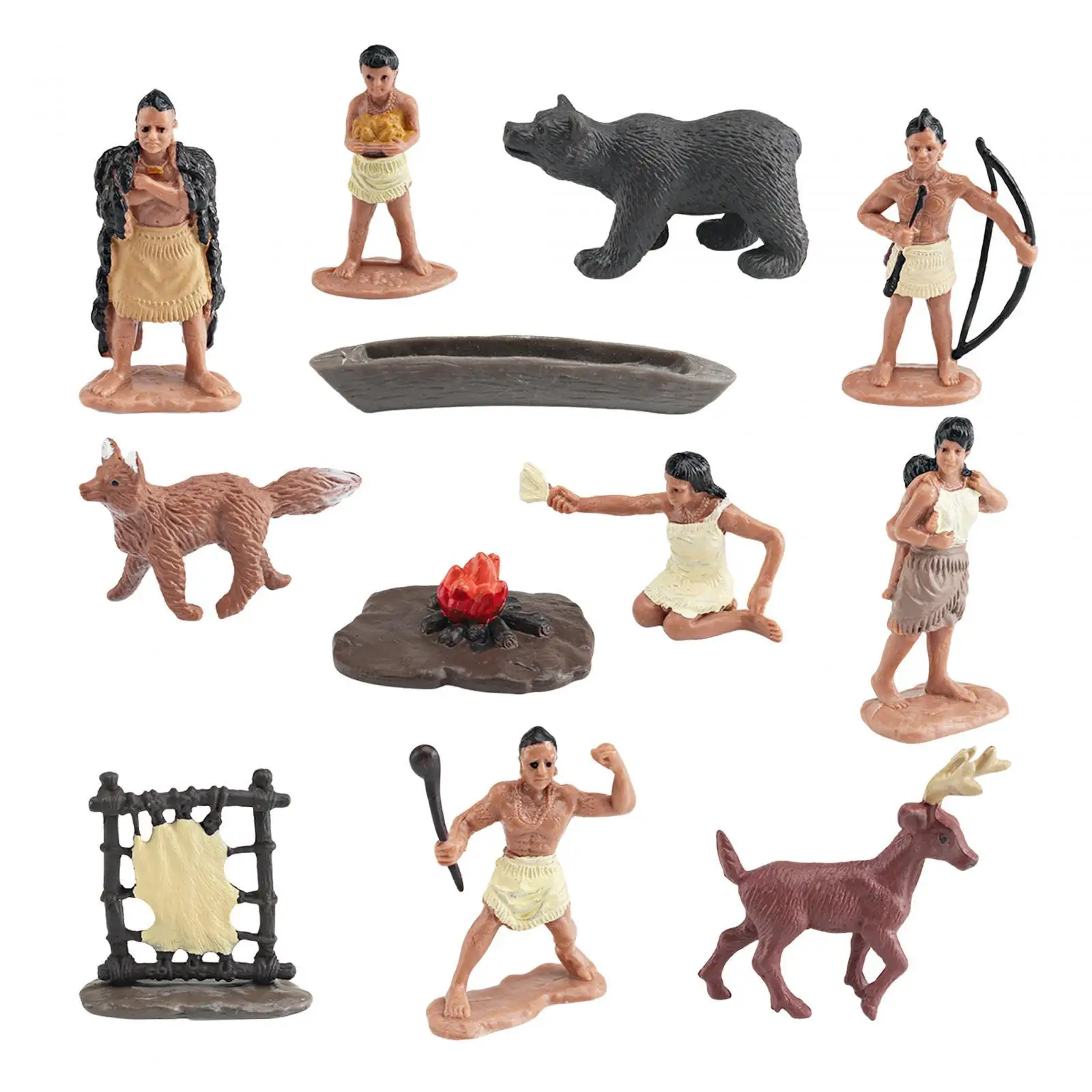 Western Indian Action Figure Set 12 Pieces Toy for Kids Decorative Miniature Models Educational Play Photography Props
