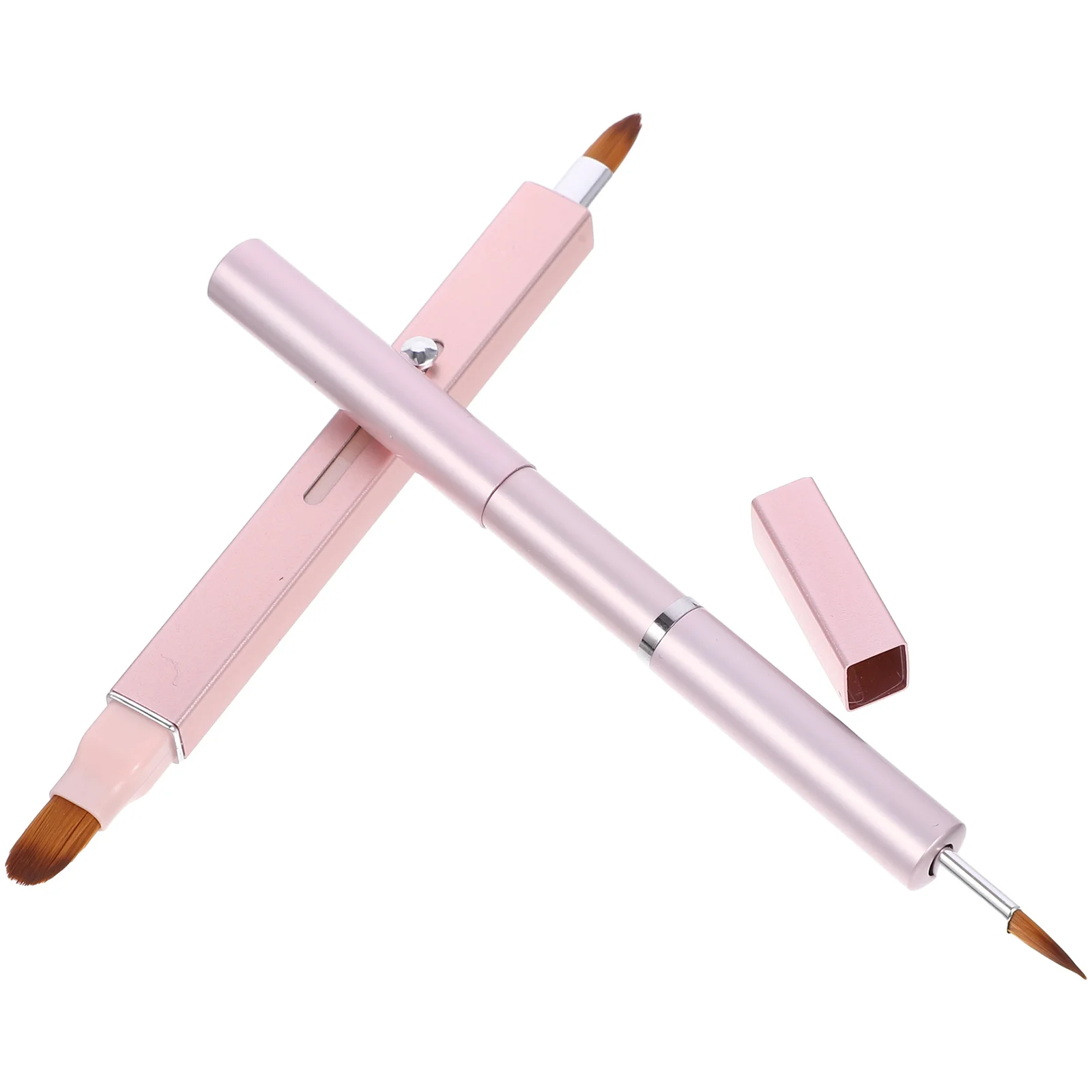 2 個ポータブルリップブラシ格納式デザイン柔らかい毛口紅メイクアップツール女性のための簡単なアプリケーション格納式リップブラシ
