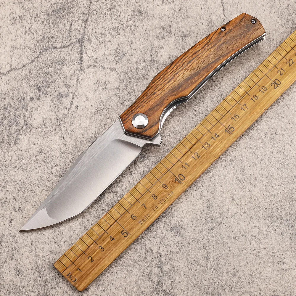 

Golden Sandalwood Handle D2 Steel Folding Outdoor Camping, Mountaineering, Fishing Pocket Survival EDC Knife