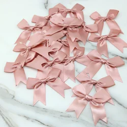 (20pcs) 1''25mm Fresh Pink Ribbon Small Packaging Bow Polyester Satin Bow Flower Handmade Tie Hair Accessories Fashion Accessory