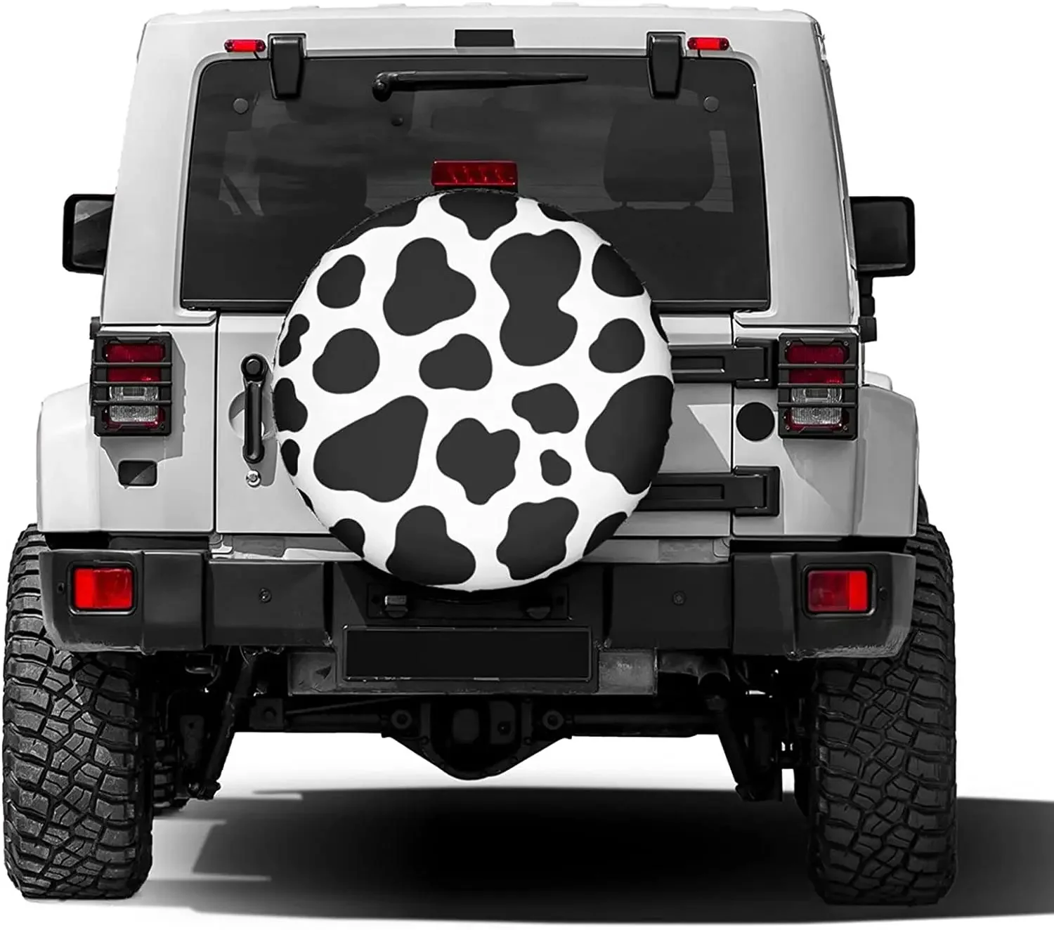 Foruidea Cow White Black Spot Pattern Spare Tire Cover Waterproof Dust-Proof UV Sun Wheel Tire Cover Fit