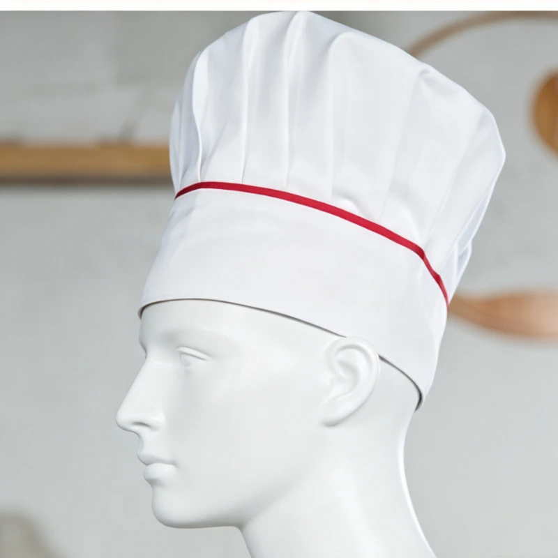 Unisex Simple White Fabric Mushroom Chef Hat, Kitchen Oil-Proof, Suitable for Restaurants, Baking, Pastry Chefs, and Canteen Use