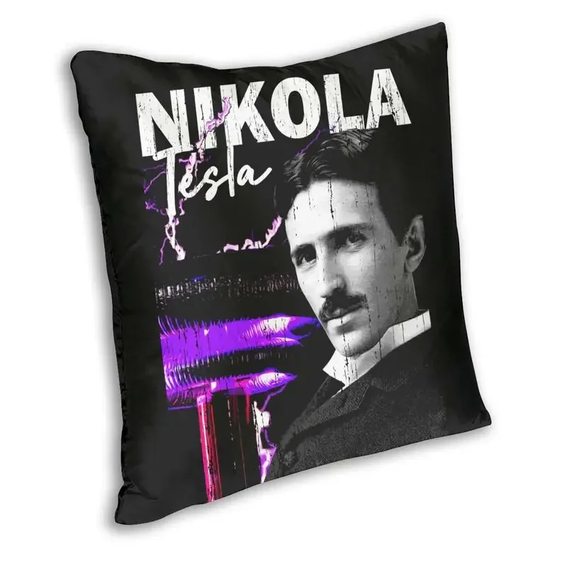 Nikola Tesla Cushion Covers Sofa Living Room Science Physicist Energy Inventor Geek Nerd Square Pillow Case 40x40 Home Decor