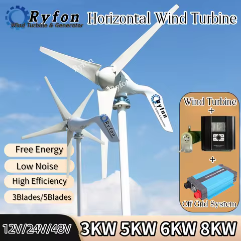 Fast Delivery 5KW 8KW 3Blades Horizontal Wind Turbine Permanent Magnet Generator 48V 3Phase AC Off Grid System Windmill For Home