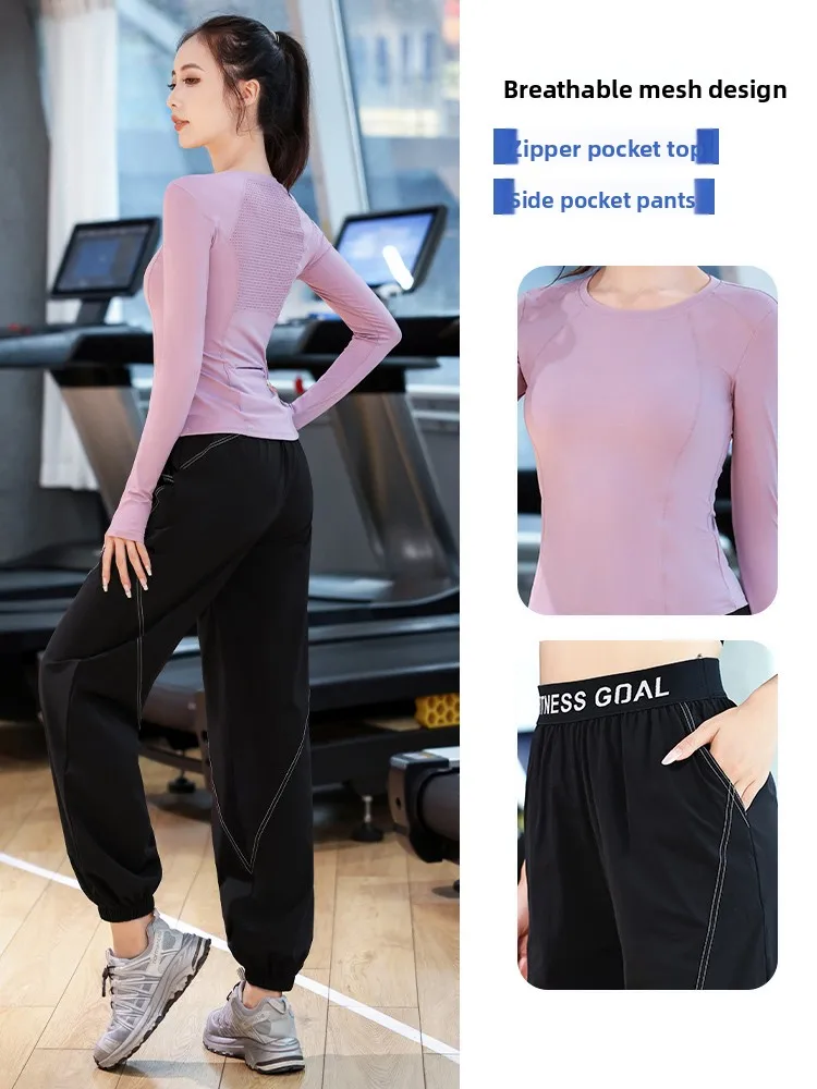 Grande taille Fitn vêtements Ensemble pour femmes en plein air décontracté matin course longue Sve Yoga vêtements de sport Ensemble d'entraînement professionnel