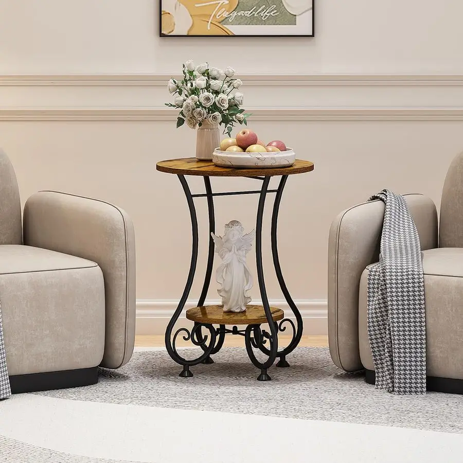 

Стол, небольшой круглый приставной столик с нижней полкой для небольших помещений, портативный журнальный столик для дивана, прикроватная тумбочка с M