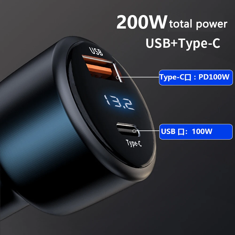 New PD Car USB Charger Dual Port 65W Fast Charging 45W Multifunctional Cigarette Lighter 100W Laptop Car Charger for Samsung