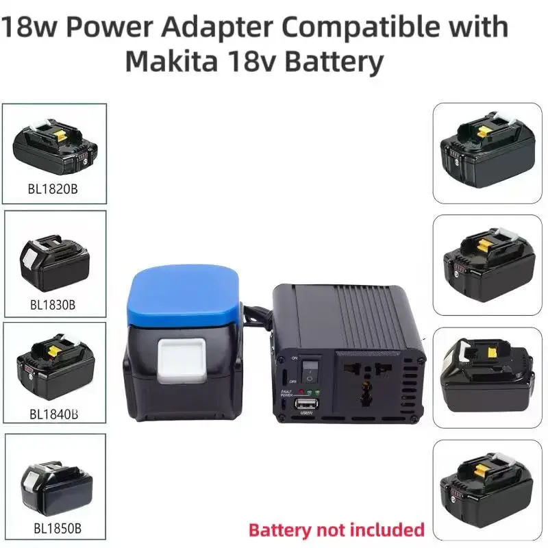 

200W Battery Inverter for Makita 18V Lithium Battery 240V Inverter Adapter For US/UK/AU(Tool Only)