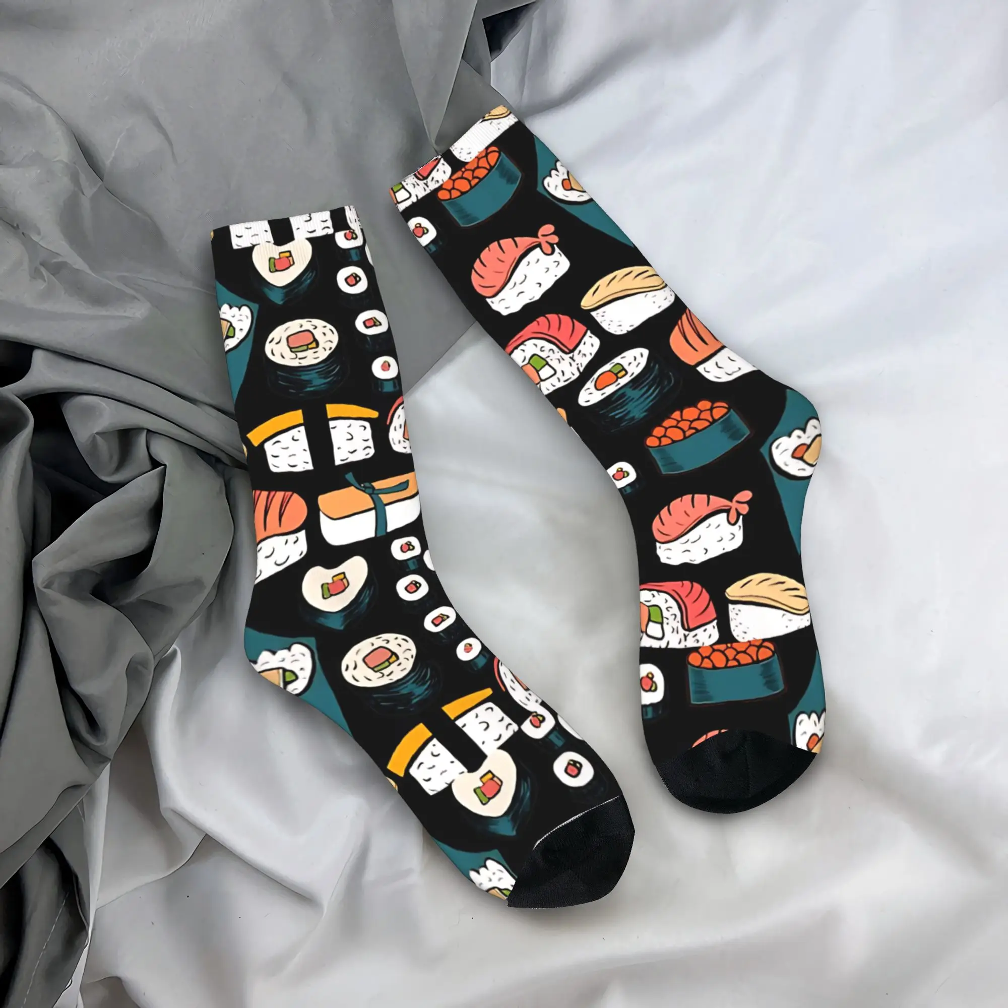 

Носки с рисунком суши, мужские носки, мягкие дышащие модные носки, осенние носки для занятий спортом на открытом воздухе, носки с рисунком против потоотделения, подарок