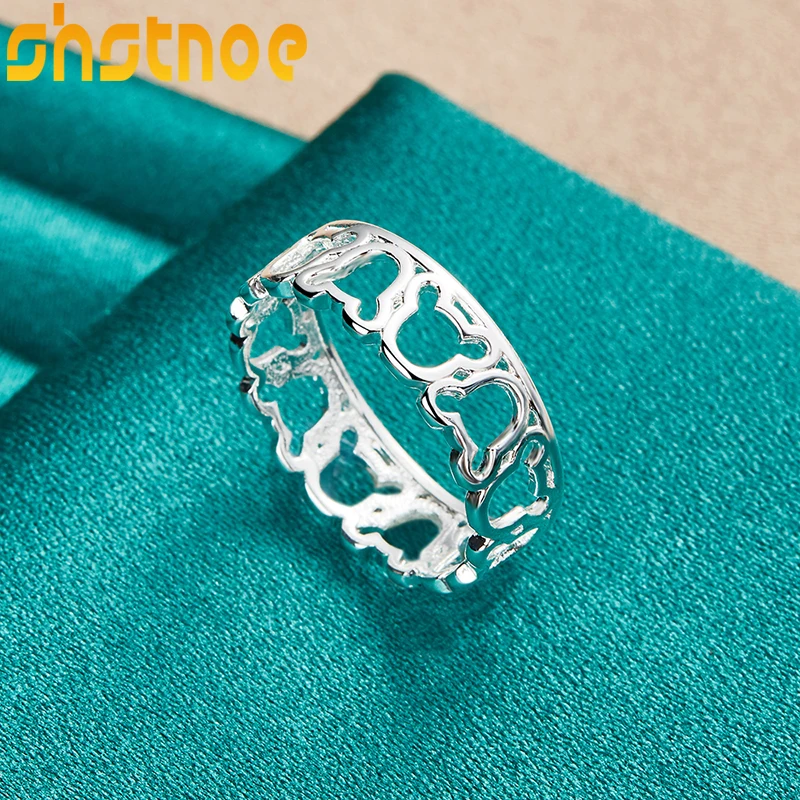 925 Sterling Silver Hollow Bear Ring For Man Women Engagement Wedding Charm Fashion Party Jewelry Gift