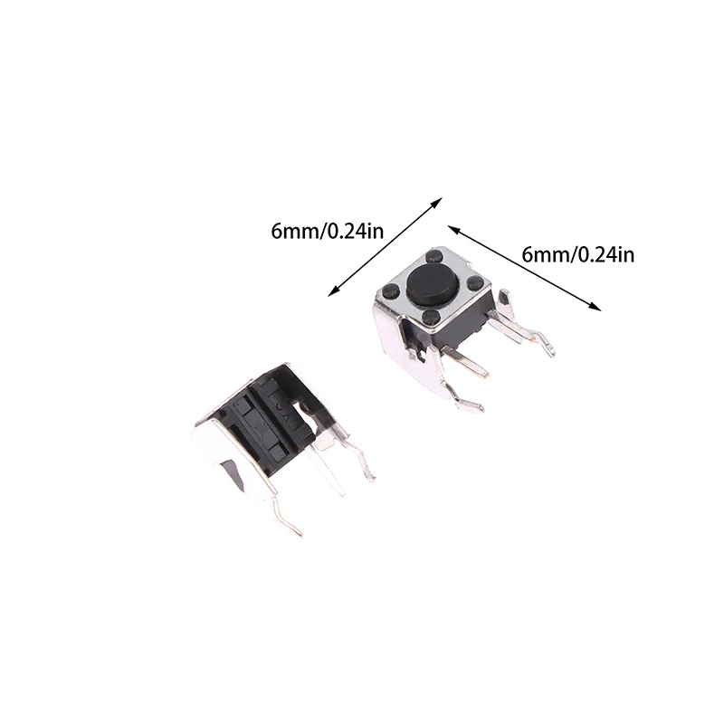 20 sztuk 6x6 PCB chwilowy dotykowy takt przycisk 4-pinowy przełącznik samoresetujący kąt prosty ze stentem 6*6*4.3/4.5/5.5