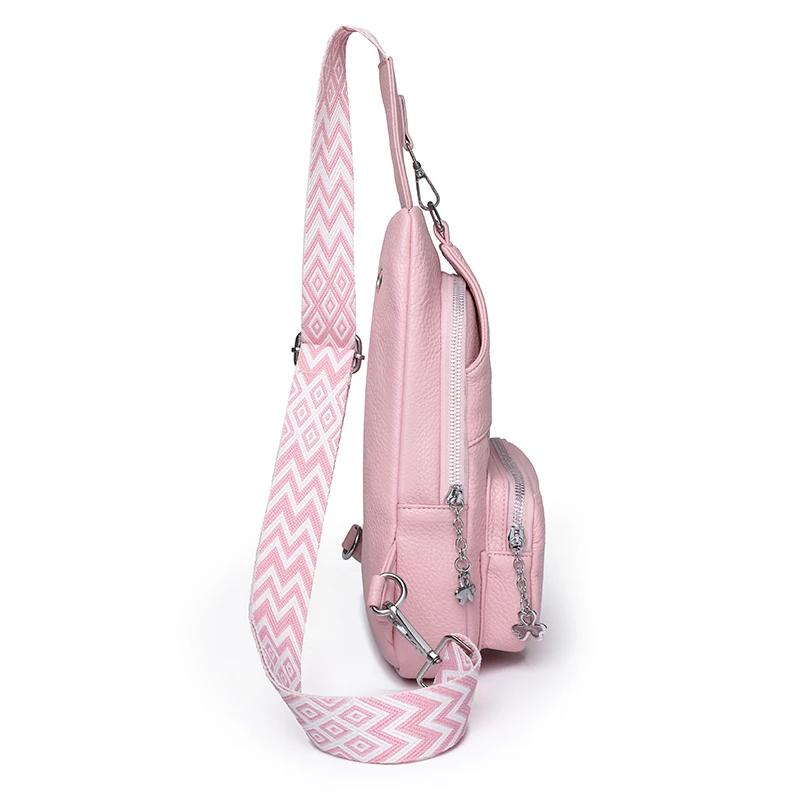 Bolso de pecho de cuero sintético para mujer, bandolera con correa, informal, para exteriores