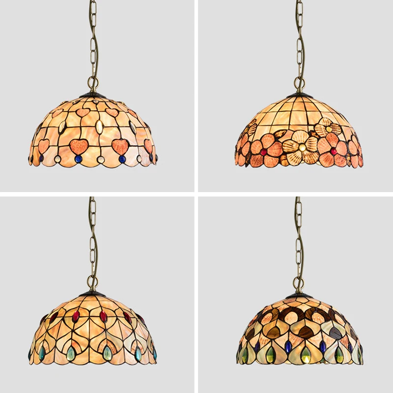 Nordic Vintage Mediterranean Pendant Lights Stained Glass Tiffany Dining Room Bedroom Aisle Bar Home Decor Suspension Luminaire