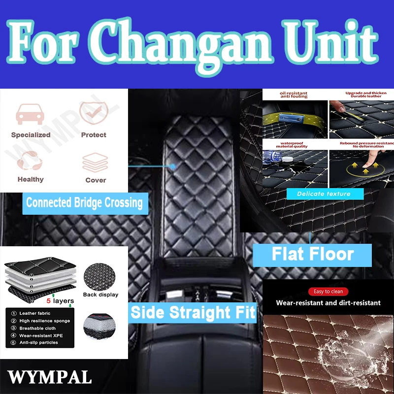 

Роскошный автомобильный коврик для Changan Unit 2021 2022 2023, мужской коврик из искусственной кожи на заказ, роскошный женский интерьер, авто водонепроницаемые коврики