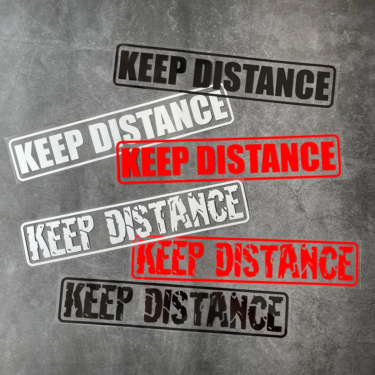 KEEP DISTANCE Car Sticker - High Visibility Warning Decal for Vehicles, Motorcycles, Trucks - Reflective Vinyl Safety