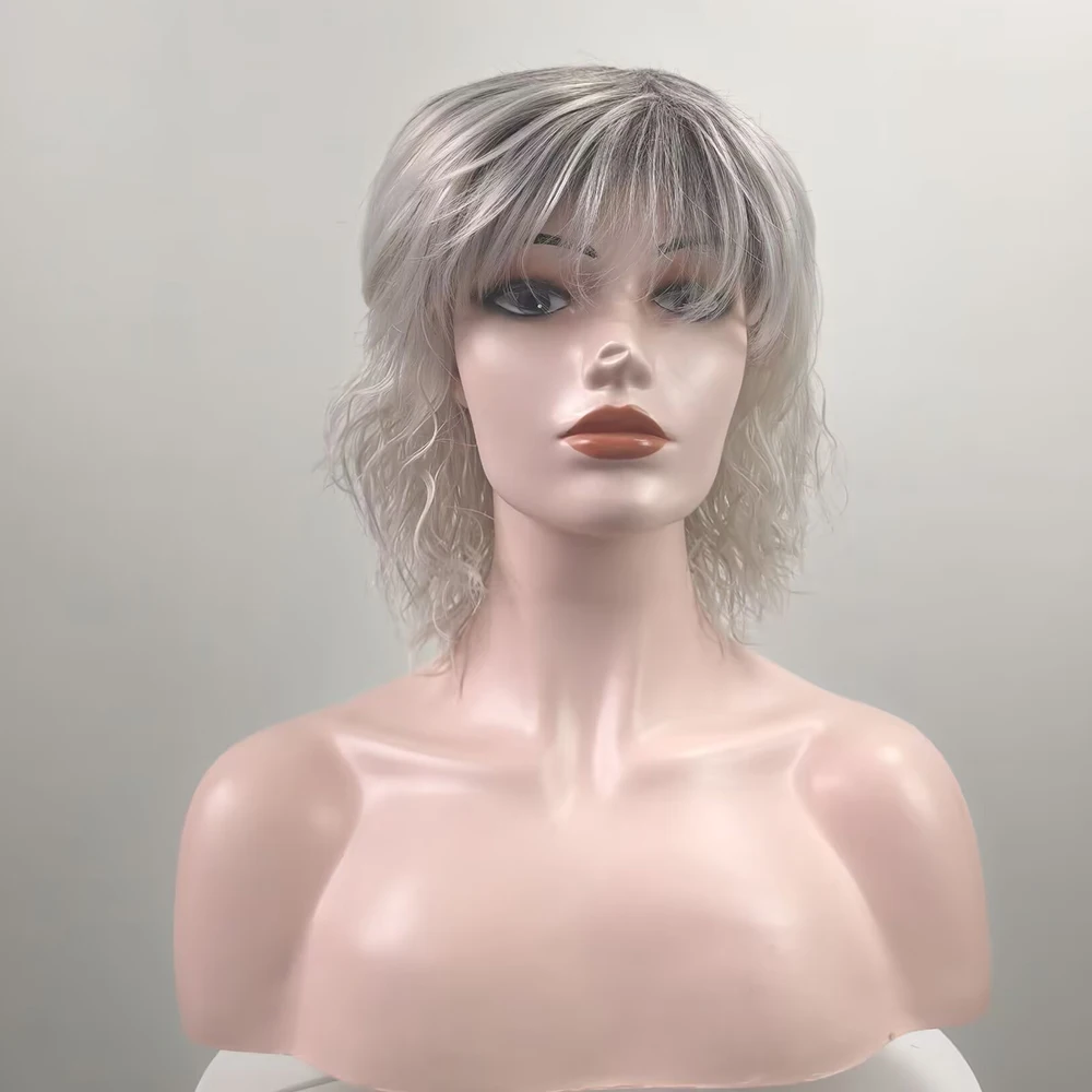 HAIRJOY Synthetic Hair Grey  Wig for White Women Short Curly  Wigs  for Daily Party Use image 3