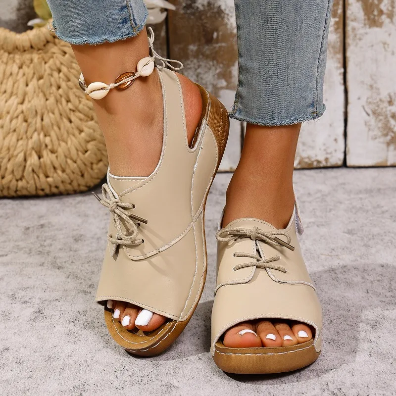 

Women's Sandals 2025 New Summer Comfortable Non-slip Round Head Open Toe Roman Casual Sandals Women Platform Wedge Sandals