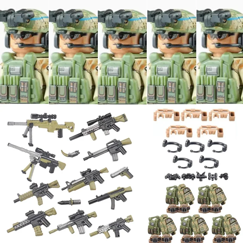Militär Armee Figuren Bausteine SWAT Ghost Commando Special Forces Soldat Waffen Pistole Hut Schild Gürtel AK Mini Ziegel Spielzeug
