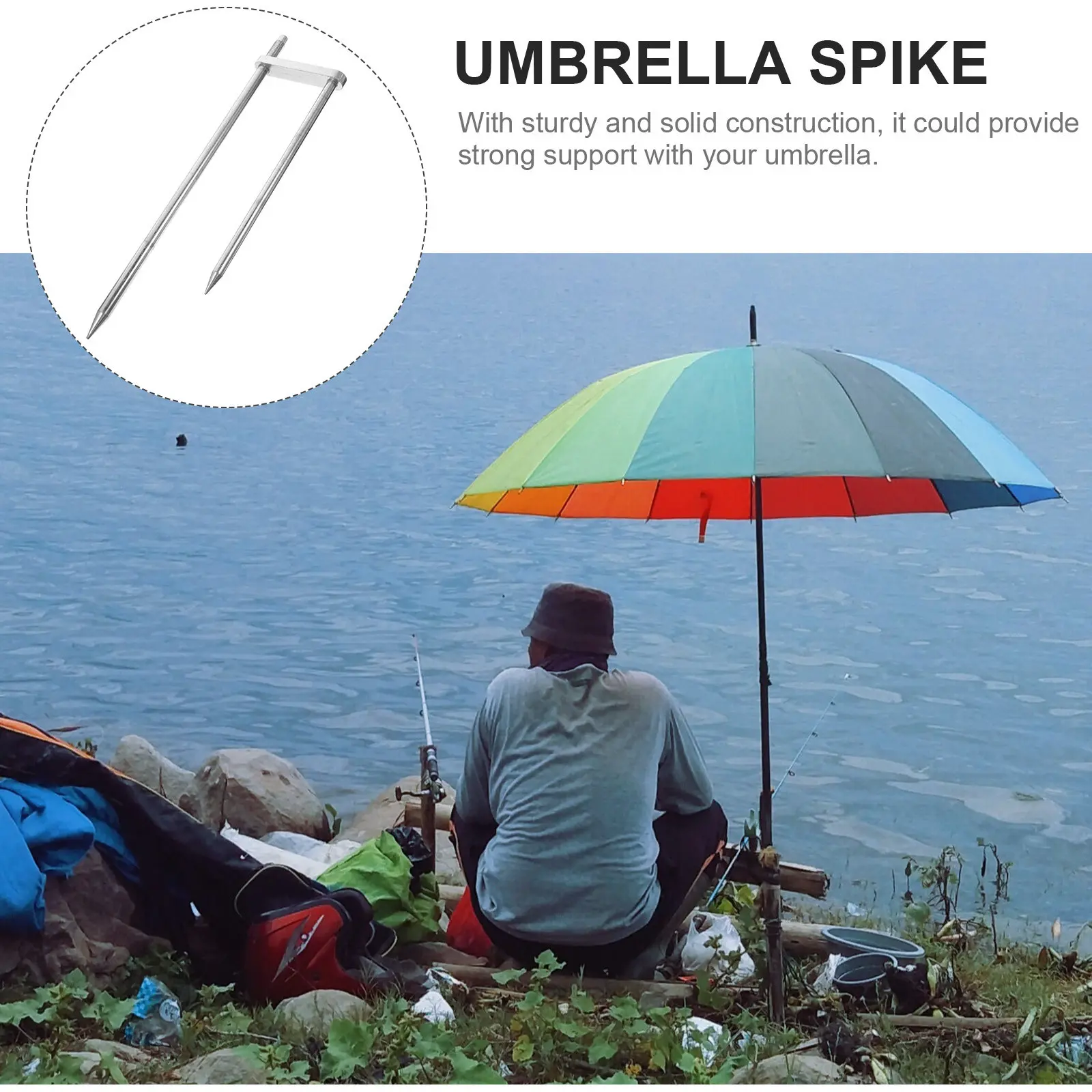 Premium Stainless Steel Umbrella Anchor Strong Sand Grip for Beach Fishing Umbrella Stability Outdoor Parasol Holder Metal Spike
