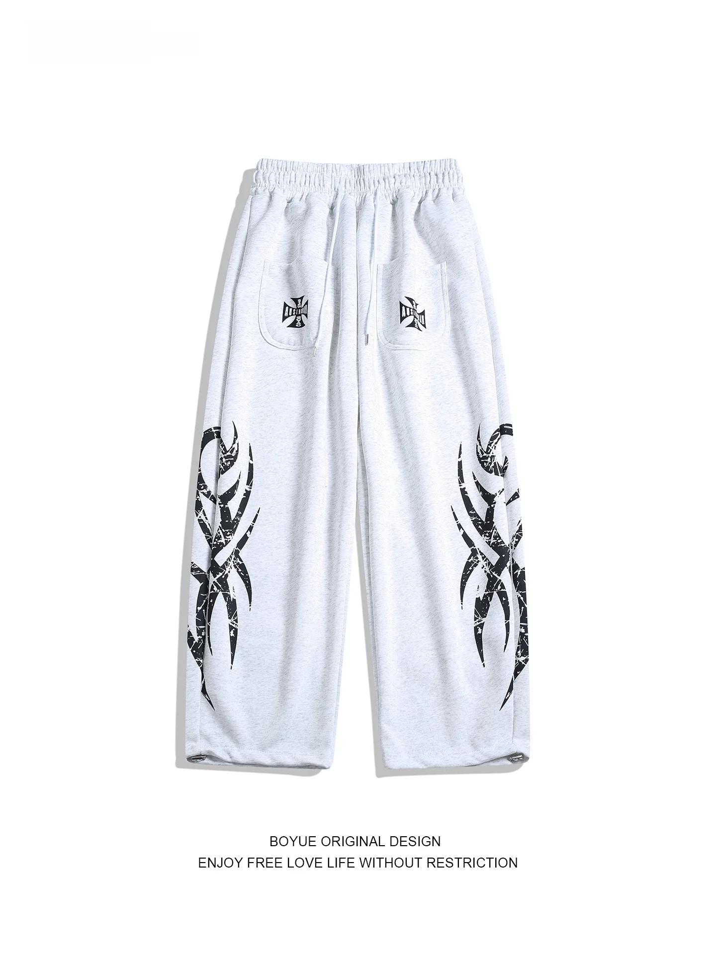 

Модные повседневные брюки Boyue в американском ретро-стиле хип-хоп, свободные, широкие, с принтом, уличные, длинные, унисекс