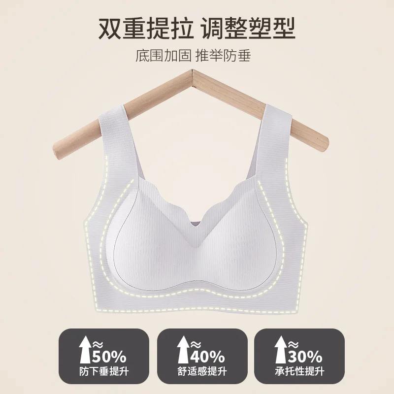 Seamless Push up Bra Anti-Sagging No Steel Ring Inner Wear Breathable Comfortable Back Shaping Breast Holding Anti-Exposure Wrap