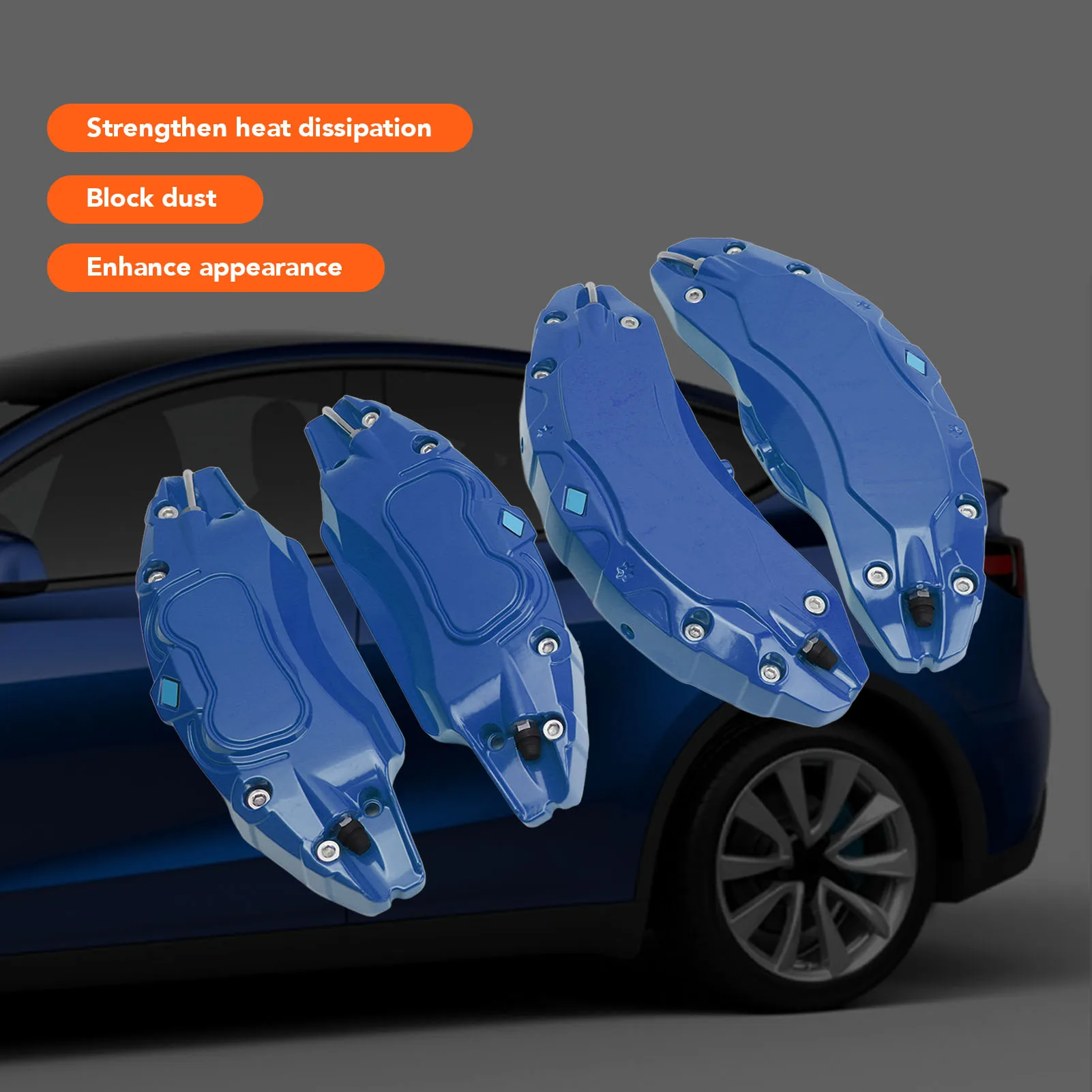 

4PCS Blue Aluminum Alloy Brake Caliper Covers Front Rear for Tesla Model Y 19/20in Wheels Hub High Quality
