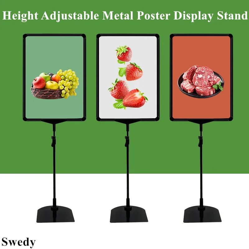A4 ارتفاع قابل للتعديل ملصق تسجيل حامل 8.5x11in الإعلان الأعمال القائمة الدائمة راية علامة حامل إطار ملصق