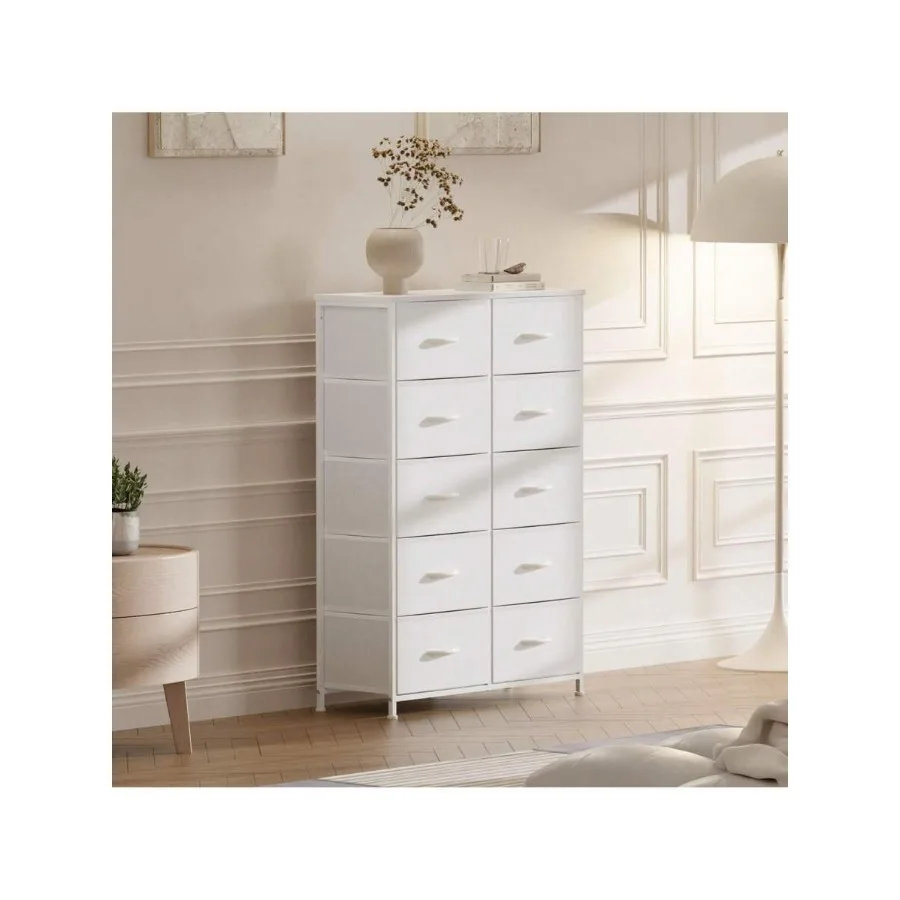 Sweetcrispy 10 Drawers Dresser For Bedroom, Modern Fabric Drawers Dresser Serie, Storage Chest Organizer Units, Storage Tower W