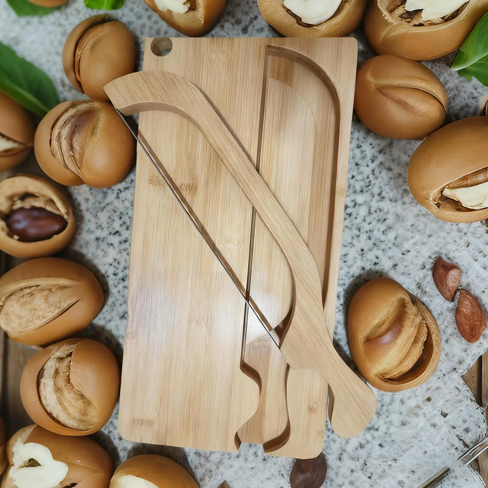 Bread Cutter For Sourdough Portable Wood Tray Wood Bread Serving Tray Set For Left And Right Hands Bagels French Baguettes Home