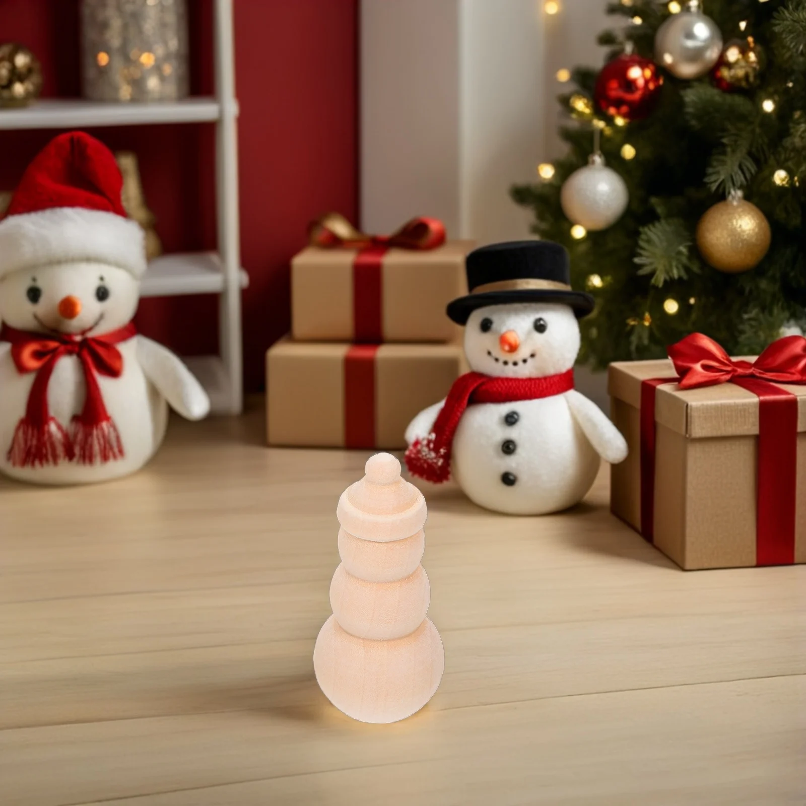 

10Pcs Christmas Snowman Wooden Peg People Unfinished Craft Set DIY Painting Mini Snowman Ornaments Decoration Peg