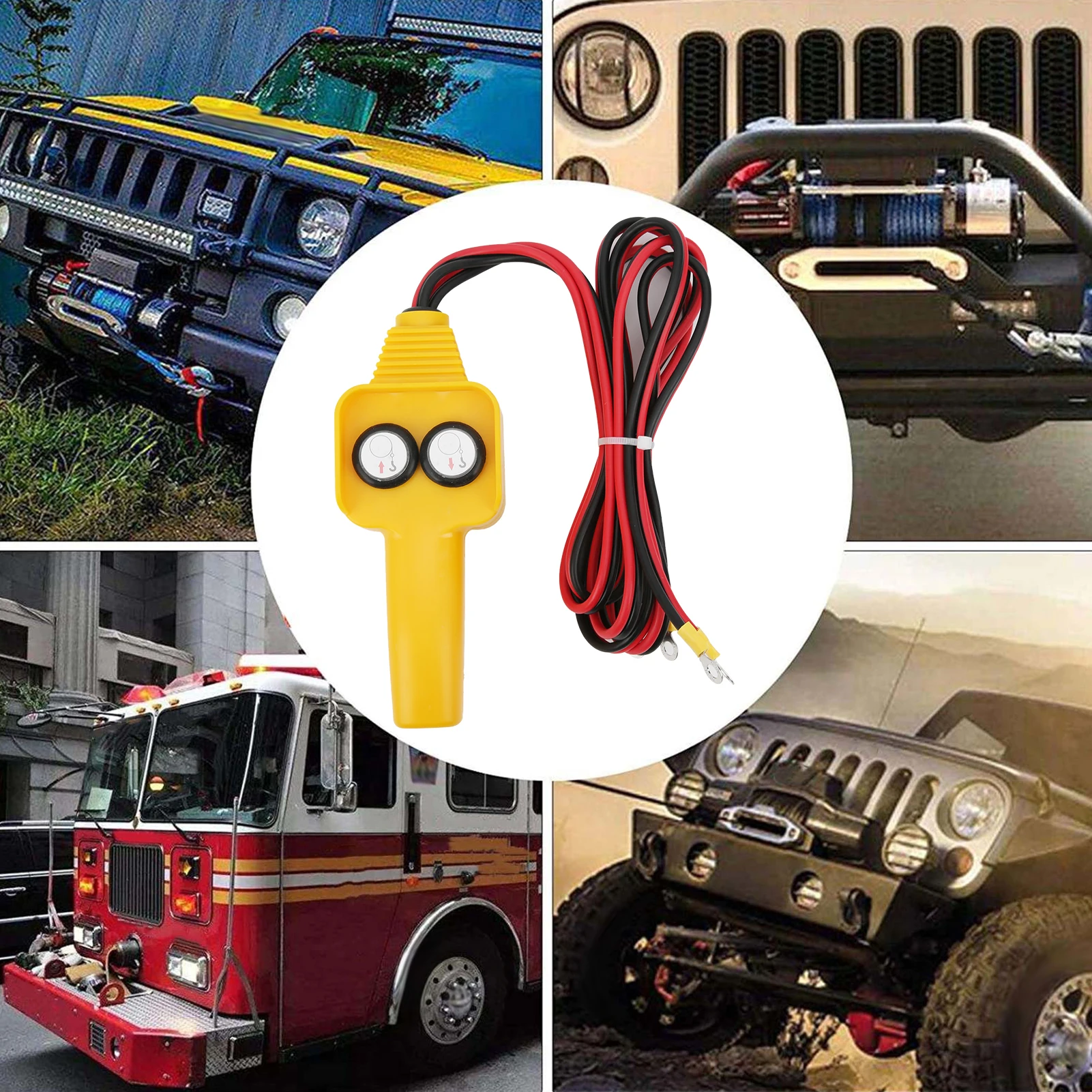 Winch Wired Controller Hand Control Assembly Push Button  12V for Capstan 1500lbs‑5000lbs Winch Handlebar Control Line