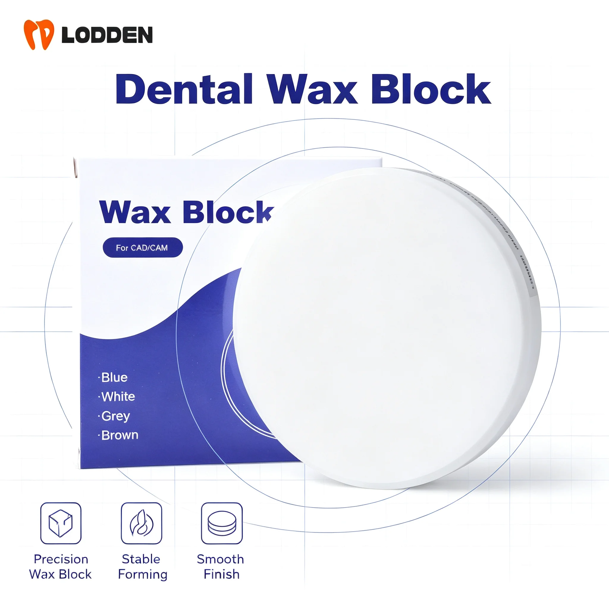 LODDEN Wax Dental Wax Block Dental Lab CAD/CAM Milling Material For Temporary Crown Bridge & Framework Wax Model Dental Lab Use