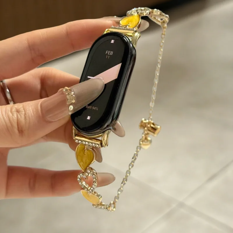 

Irregular heart-shaped diamond studded watch strap suitable Xiaomi Band 8Pro/9Pro，For Mi band 3/4/5/6/7，8/8NFC/9/9NFC/10/10NFC，F