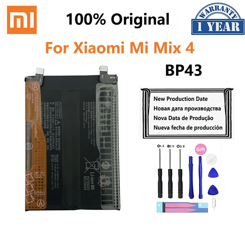 

100% Оригинальный телефонный аккумулятор BP43 4500 мАч для Xiaomi Mi Mix 4 Mix4 MiMix4 мобильный телефон, сменные батареи, батарея