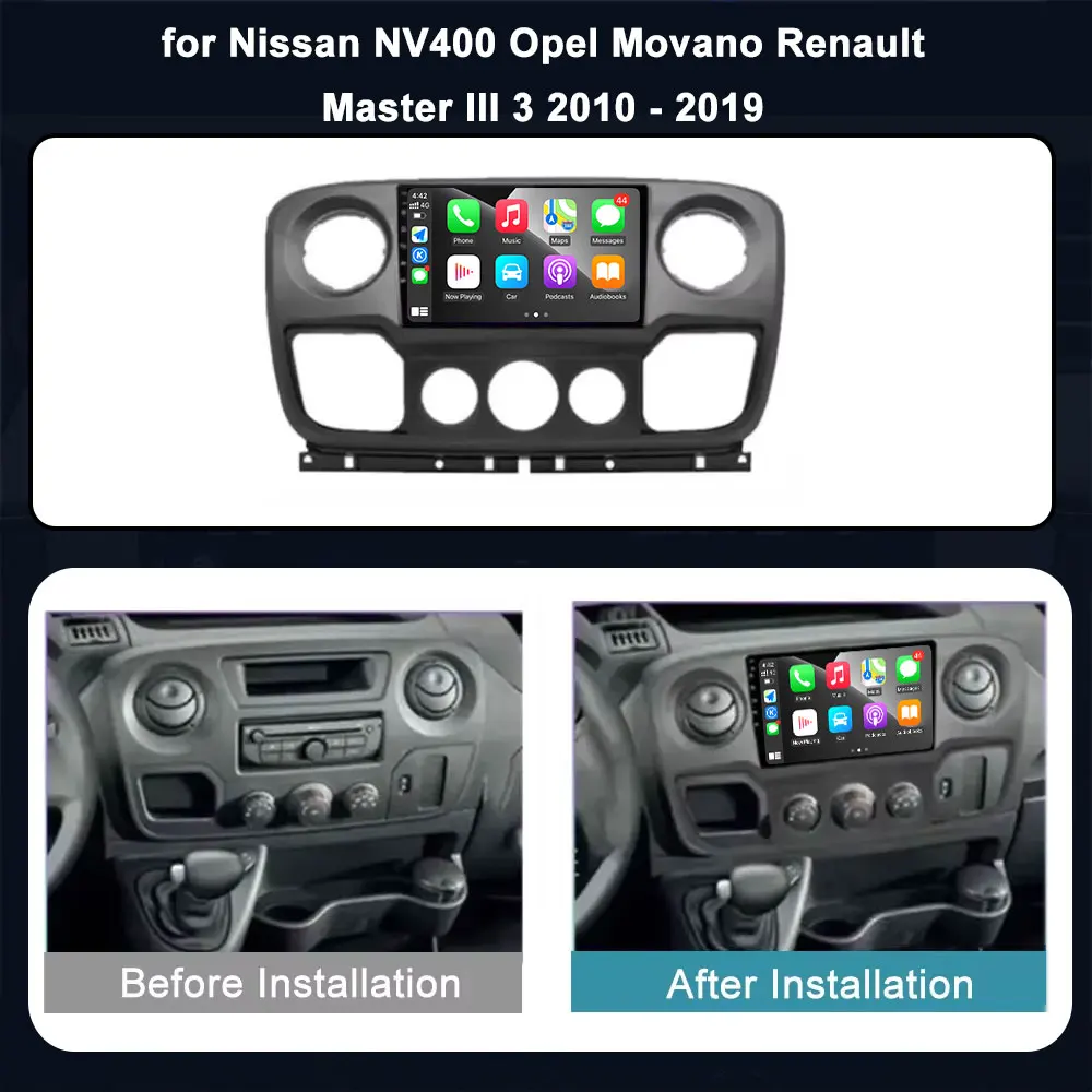 Android 16 Car Radio For Nissan NV400 Opel Movano Renault Master III 3 2010 - 2019 Video Player Wireless Carplay Auto GPS 4G