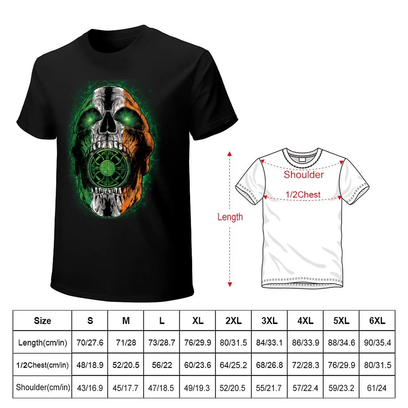 Irish Pride Screaming Skull T-Shirt Halloween Casual T-Shirt