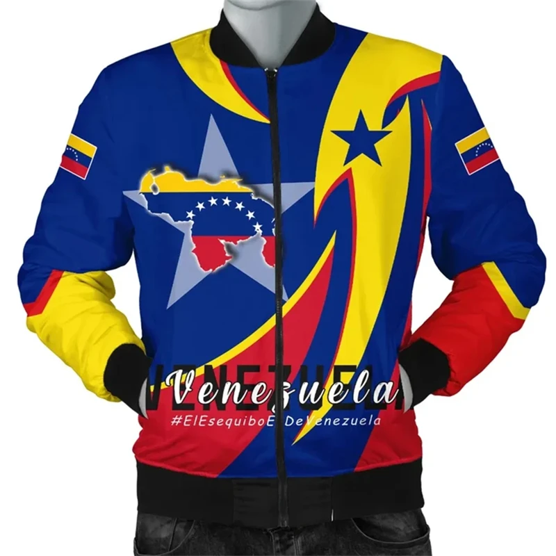 Venezuela Flag Map 3D Printed Jackets For Men Clothes Fashion Patriotic Tracksuit Casual Male Streetwear National Emblem Coat