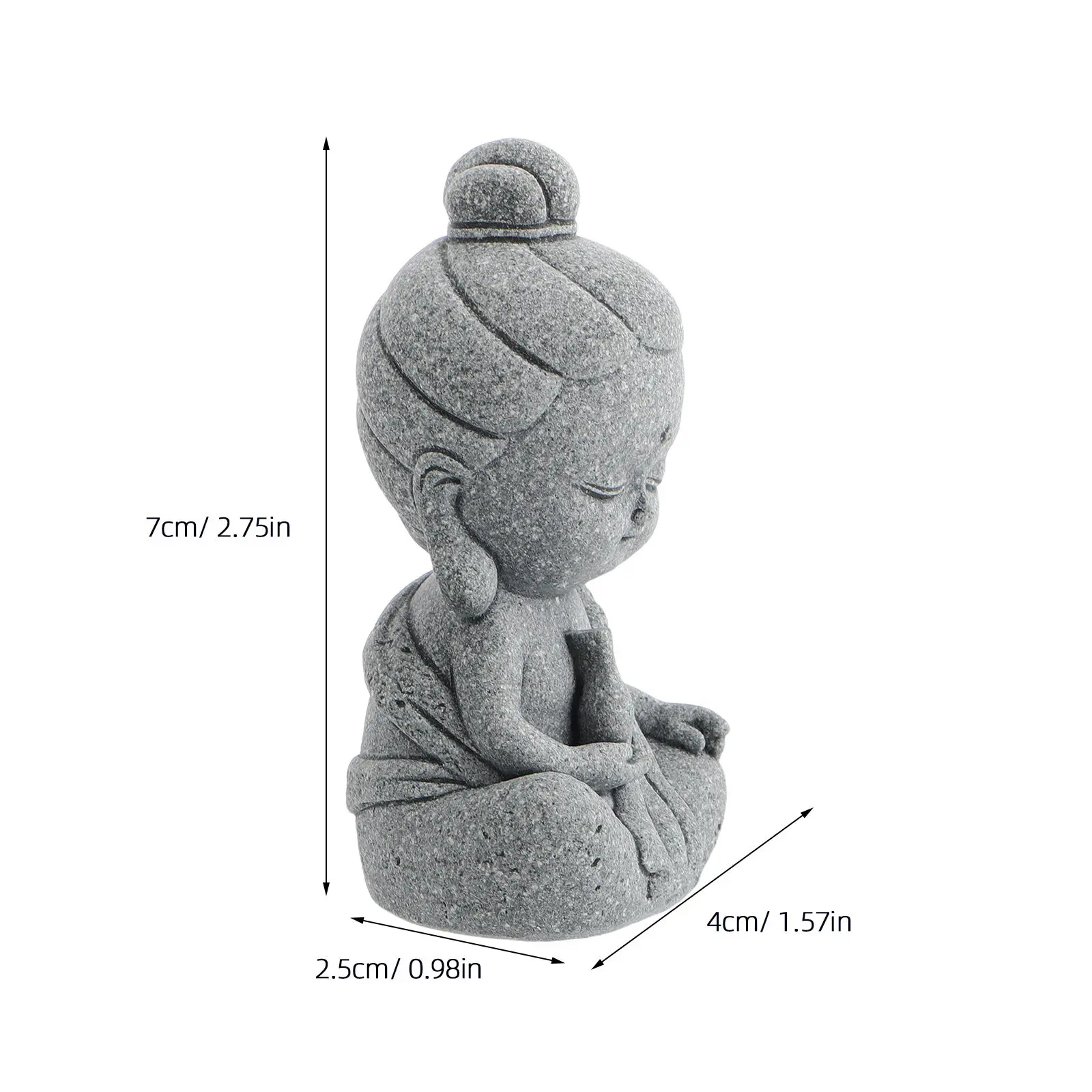 Mini Stone Kwan Yin Buddha Statue Miniature for Outdoor Garden and Indoor Zen Home Decor Praying Sculpture Buddah Statue for Zen