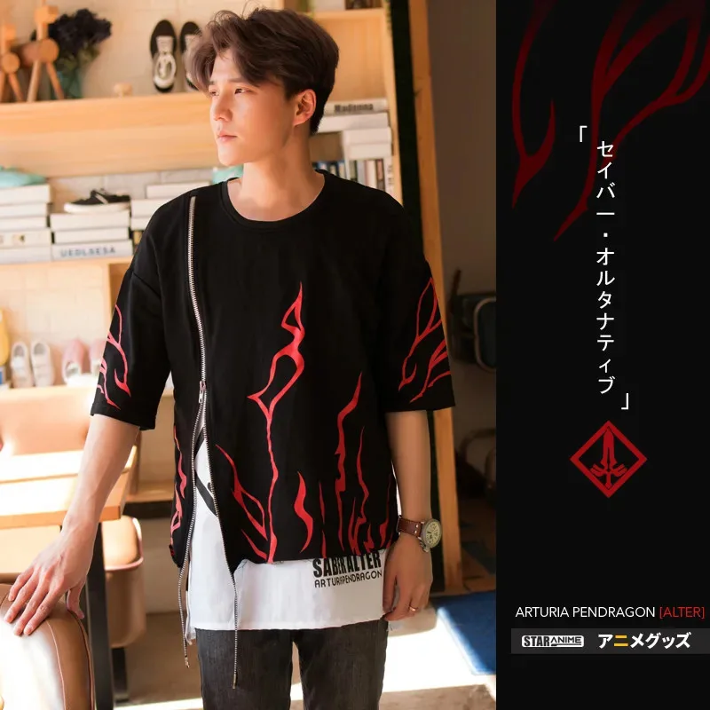 CyAnime Fate/stay night Saber Alter Cosplay Costume Fate fgo T-shirt Fake two pieces Long Sleeve Hoodie & Short Sleeve Tops suit view 3