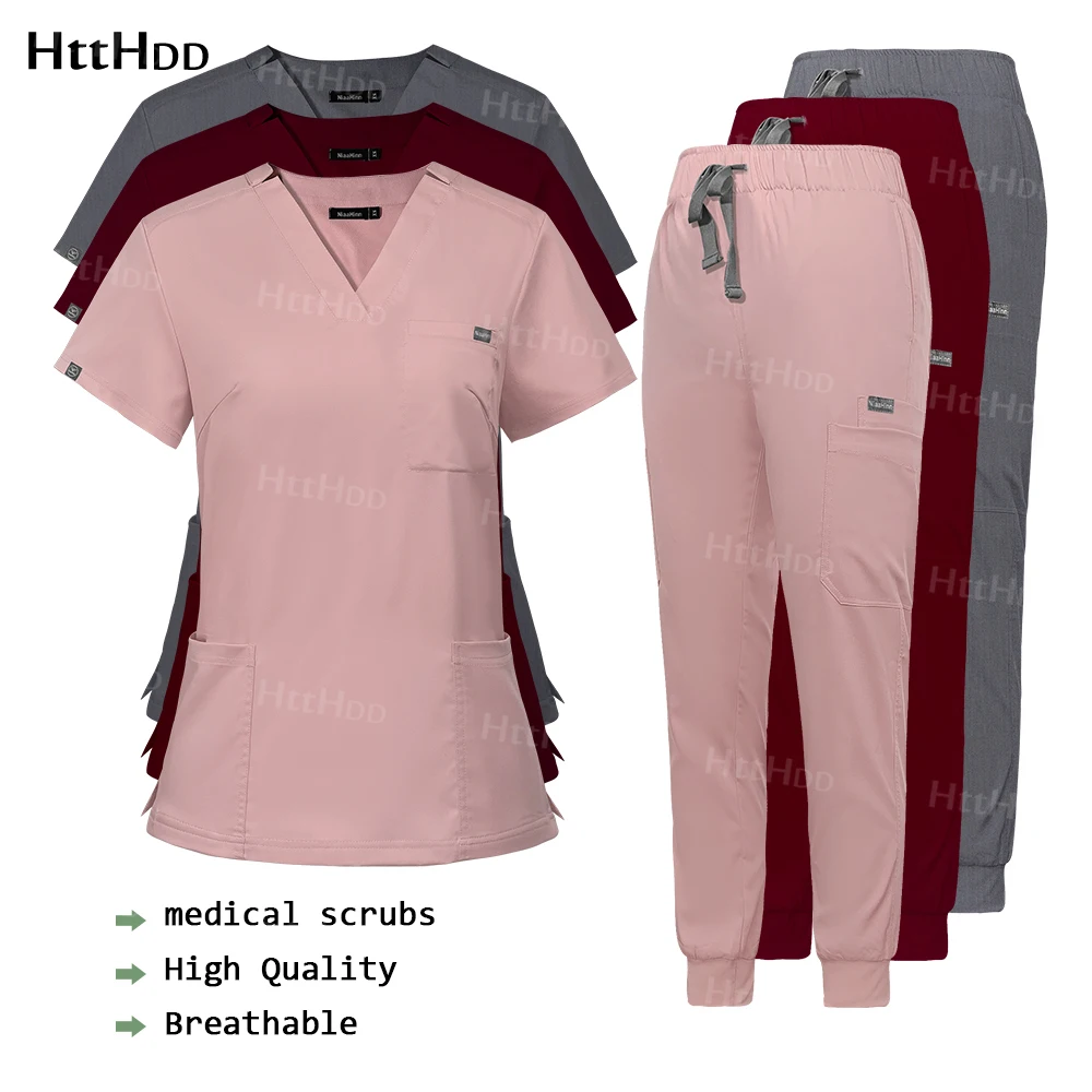 Unisex Hospital Accessories Professional Surgical Gowns for Doctors and Nurses Breathable Shirt+pants Dental Medical Uniform Set