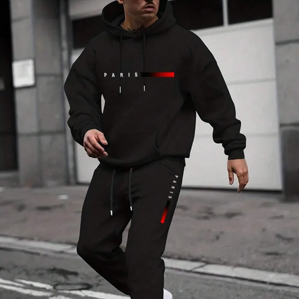 

2026 Hoodie Sweatpants Suit Print Street Suit Men with Long-sleeved Leisure Suit Two-piece