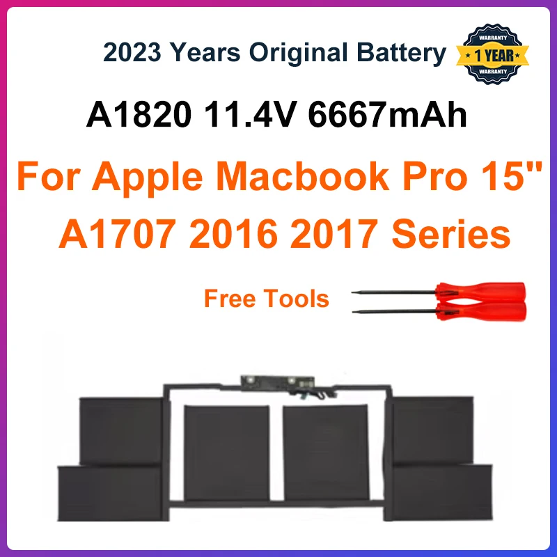 

New A1820 Laptop Battery For APPLE MACBOOK PRO 15" A1707 2016 2017 Year 11.4V 6667mAh