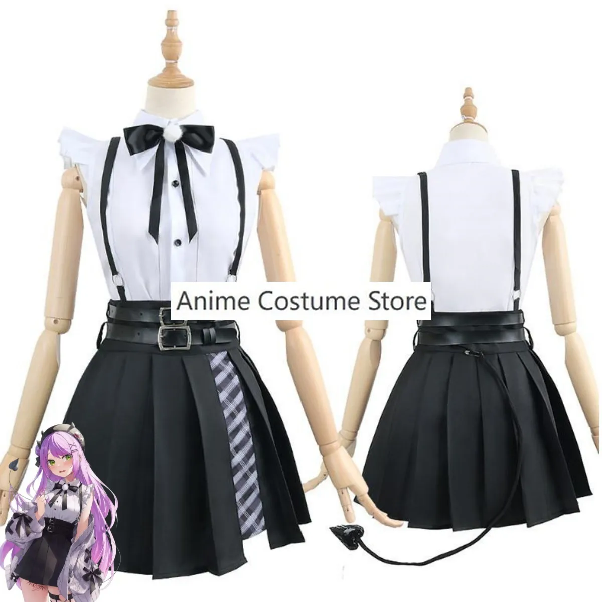 Disfraz de Anime Virtual YouTuber Tokoyami Towa para mujer, suéter de punto, chaqueta, uniforme JK, peluca, encantador traje de Halloween