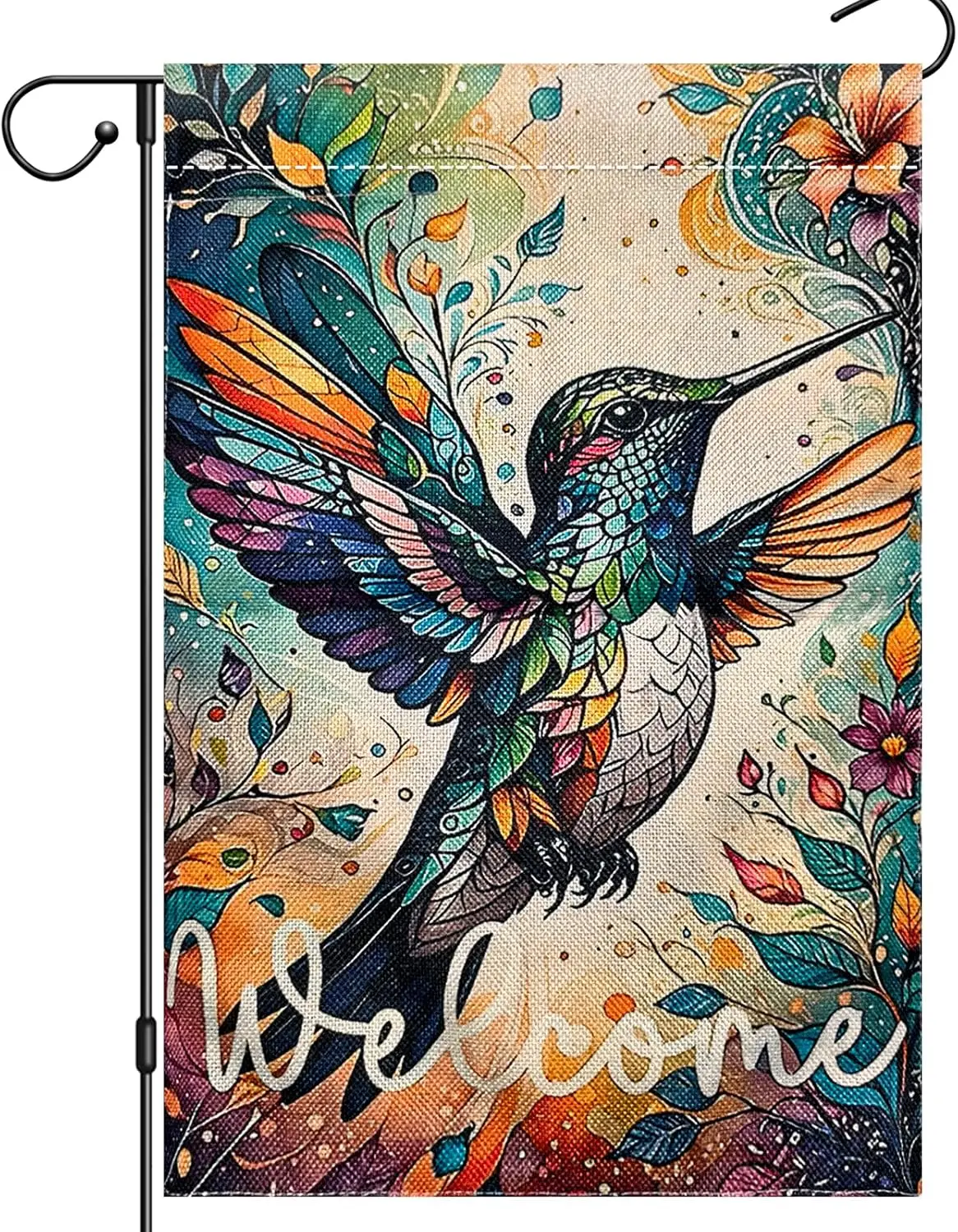 Summer Hummingbird Garden Flag 12×18 Inch Double Sided Outside, Colorful Vibrant Bird Yard Flag for Home Outdoor Decor, Smal ZZM