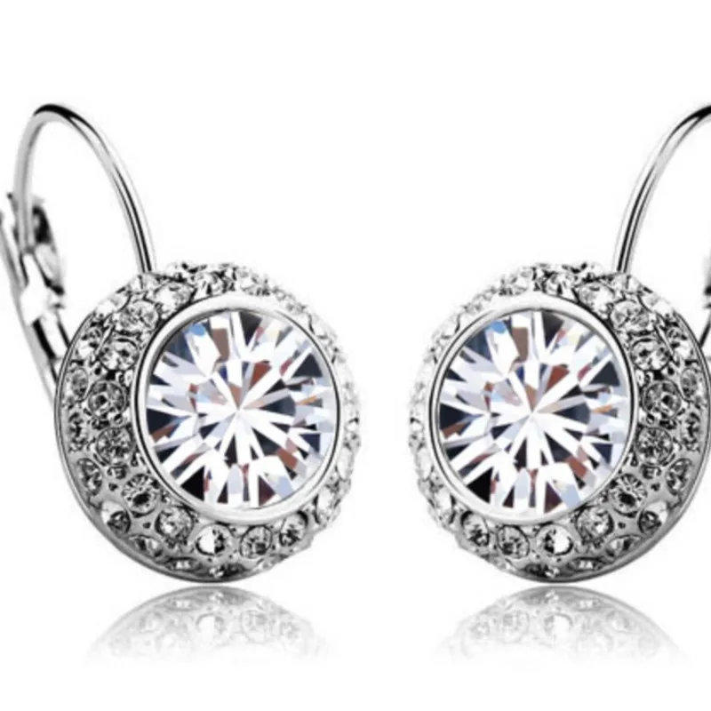 Round moon quality Crystal Circle Hoop clip earring fashion Jewelry kate queen dropshipping birthday summer wed party lover gift